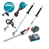 Makita Tools - 40V Max Brushless Multi-Function Powerhead (LE400MP) Extension Pole & (EN401MP) Hedge Trimmer Attachment Kit - Includes 5.0Ah Battery & Single Port Rapid Charger (Bonus EM403MP) | UX01GT101-B